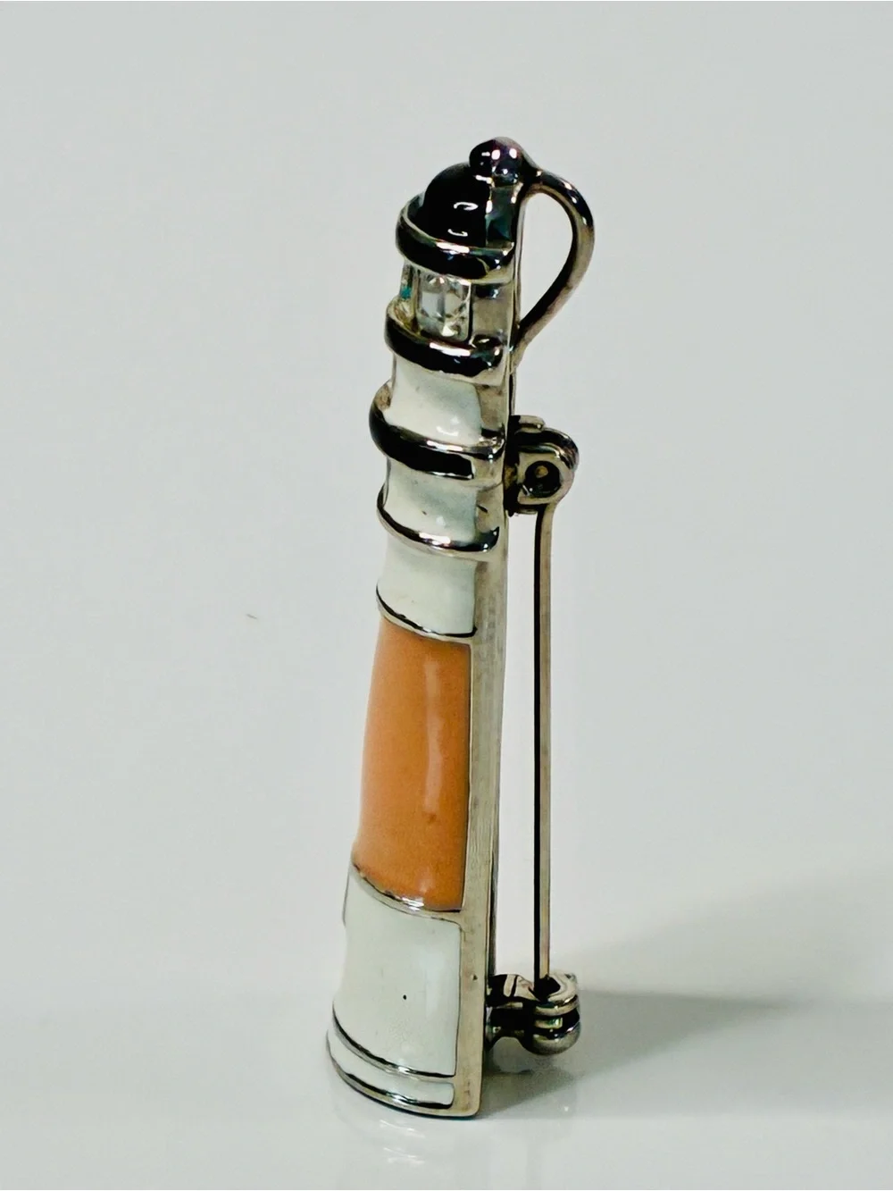 Women Jewelry Brooch - Cream & Orange Lighthouse Pin